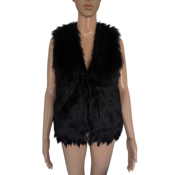 Ellison Jackets & Blazers - Mob Wife Faux Fur Vest Women’s S Y2K Whimsigoth Rave Grunge Black Fringes